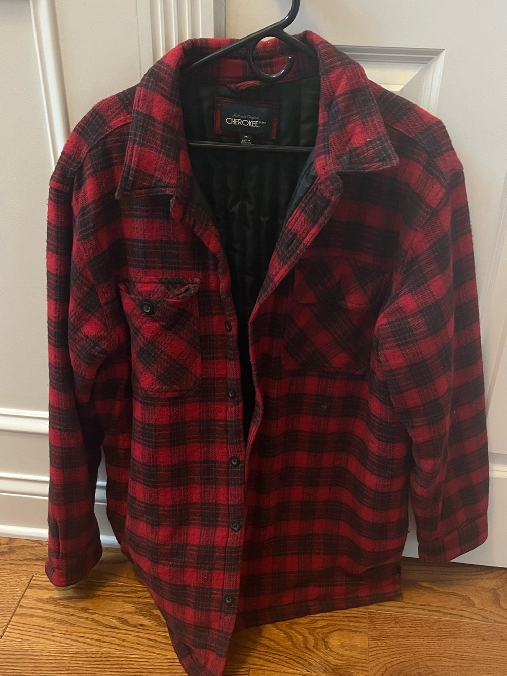 Cherokee Red & Black Plaid Quilted Lined Jacket